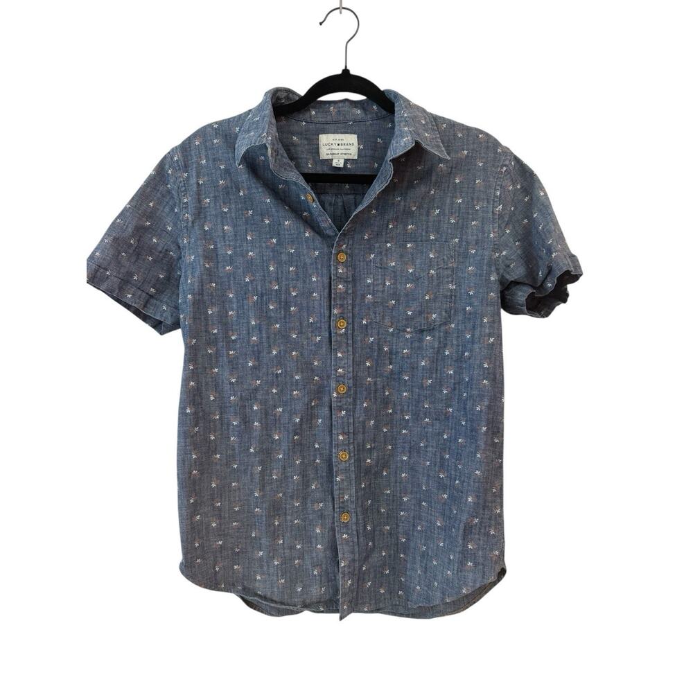 Lucky Brand Saturday Stretch Men Size Small Button Down Short Sleeve Shirt